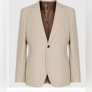 Reiss Men’s Notch Brushed Jacket - Bamboo Stone size 38